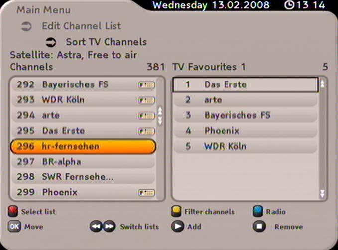 EDITING CHANNEL LIST ADDING A CHANNEL TO FAVOURITE LIST Before you start to assign channels to favourites lists you can fi