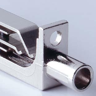 eliminating physical distortion when plug is inserted Nickel-silver spring contacts, palladium plated switch