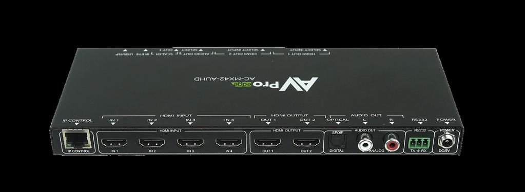 Switchers & Multi-viewers 18Gbps 4x2 matrix switch (AC-MX42-auhd) 4K60 (4:4:4) with HDR is no problem for this matrix switch that was built to handle full 18Gbps video distribution.