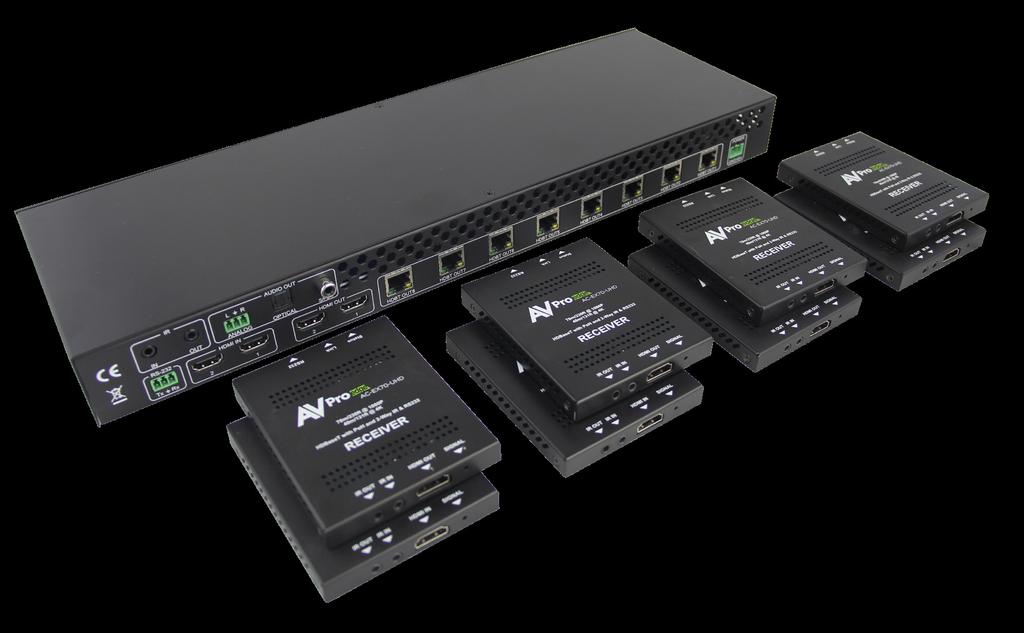The DA210 (AC-DA210-hdbt) With eight HDBaseT outputs and two HDMI outputs including switchable inputs, the DA210 is designed for massive distributions over extreme distances.