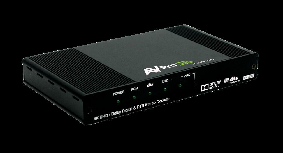 audio solutions 4K UHD + Dolby Digital & DTS Stereo Decoder (AC-ADM-AUHD) An 18Gbps audio downmixer, this 4K UHD HDMI with Dolby Digital/DTS Stereo decoder supports the transmission of high bandwidth