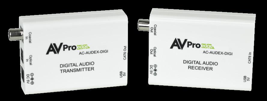 Digital Audio over Single CAT5e/6/7 Extender (AC-AUDEX-DIGI) This Digital Audio Extender can send a digital audio signal up to 150 meters while retaining high quality.