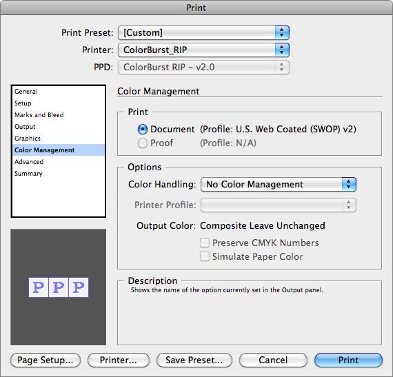 Click the Ink Manager button at the bottom of the Output settings. At the bottom of the window, make sure the All Spots to Process button is not selected.