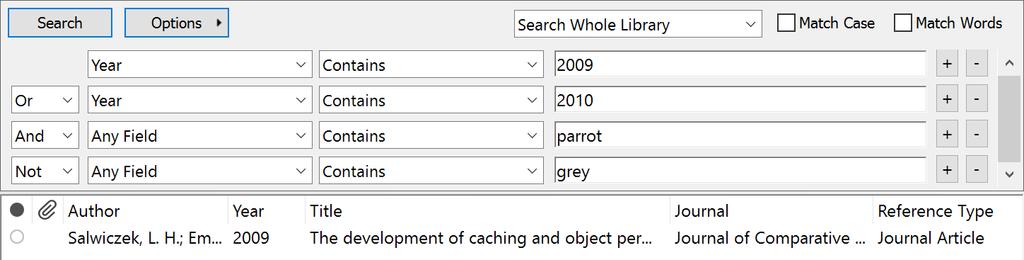 However, if I put the OR criteria at the end of the search, as shown below, any reference published in 2010 shows in my results, even if it includes the word grey. 6.