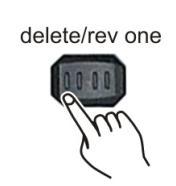 Delete a single scene in a chase 1. While holding the record/shift (14) button, tap the flash (3) buttons #1-5-6-8 in sequence. 2. Release the record/shift (14) button. The record LED will light.