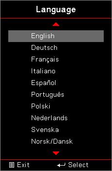 User Controls Setup / Options / Language English Language Choose the multilingual OSD menu.