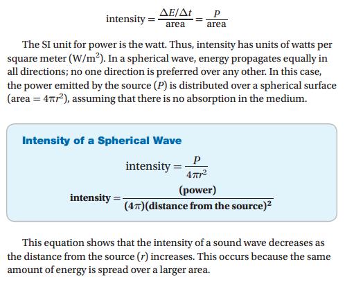 4) Demonstrate how to calculate the intensity of sound using the formula for Intensity of a Spherical Wave.