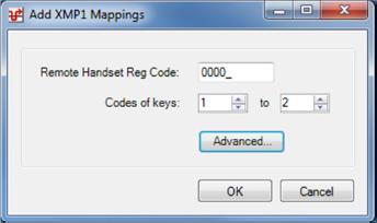 When the program is re-started, it will pick up this new setting and so when a new mapping is added, the following dialog box will be shown: The XMP registration code for the handset should be