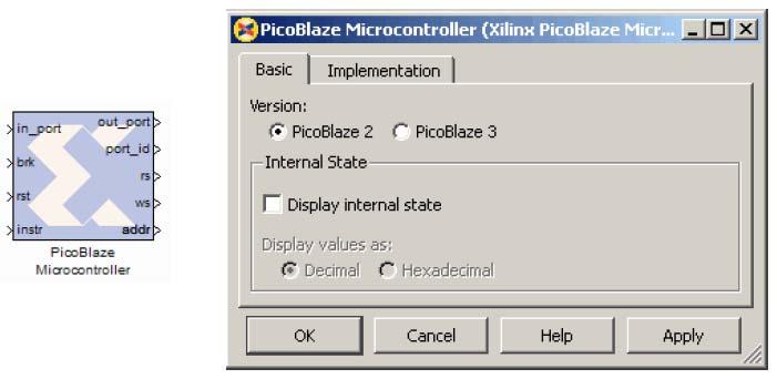 5.5 Primer korišćenja PicoBlaze mikrokontrolera u System Generator-u U ovom primeru mikrokontroler PicoBlaze je iskorišćen kreiranje modula za digitalnu sintezu frekvencije koji, pod kontrolom