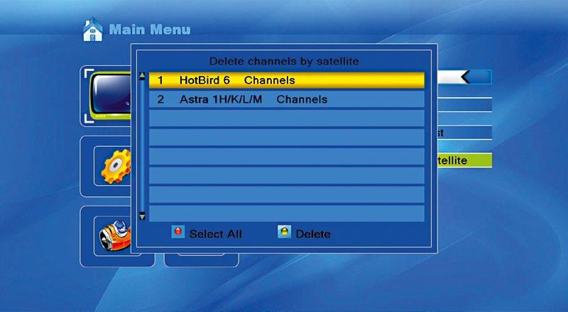 To accomplish this task, there are three search modes available: an automatic channel scan on one satellite, an automatic channel scan on multiple satel- Once the channel list has been filled with