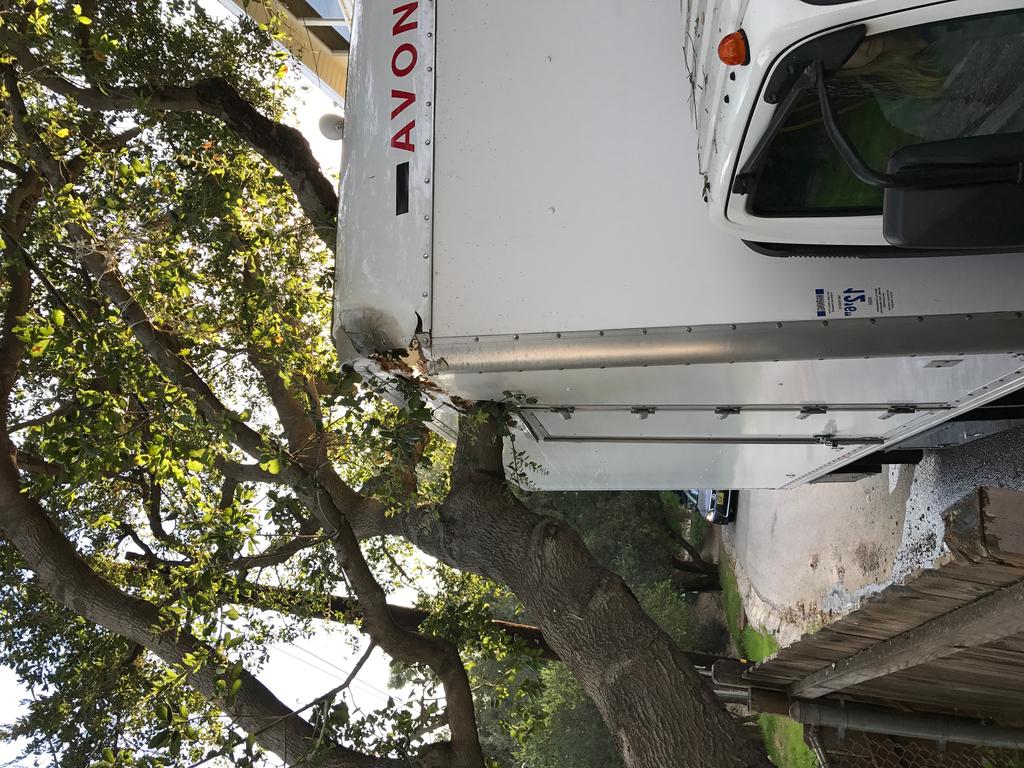 This truck damage occurred on a recent student film because the driver did not pay attention to the tree branches.