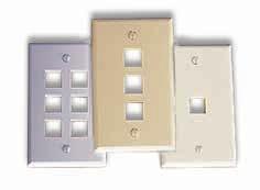 Leviton Wall Plates, Surface Mount NETWORKING Leviton QuickPort Single-Gang Multi-Port Wall Plates Single-gang flush mount wallplates offer field-configurable flexibility in an attractive