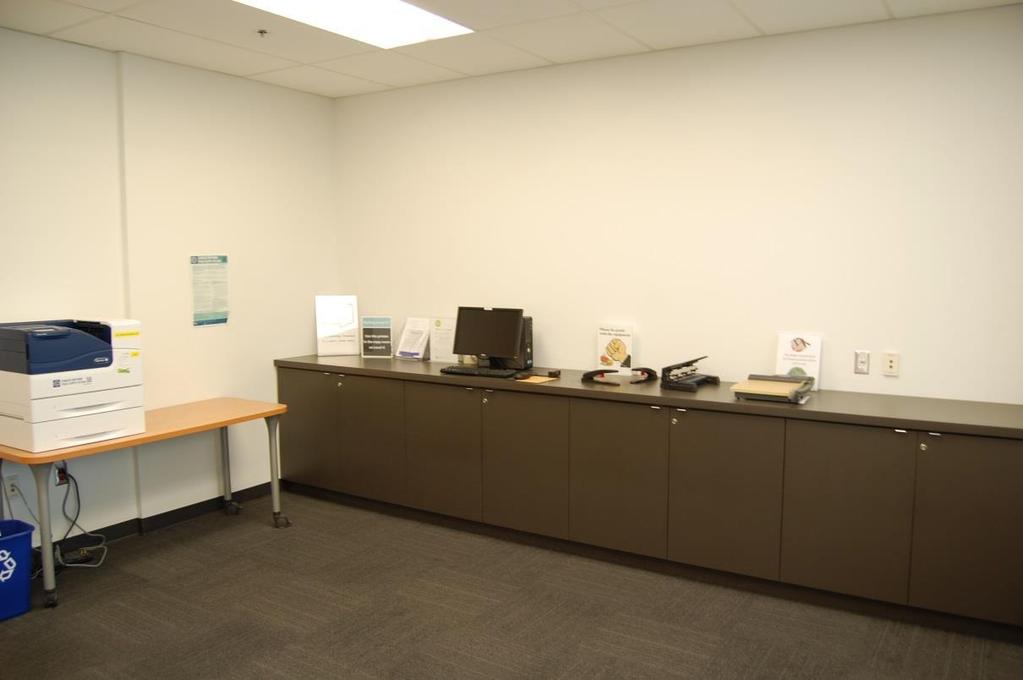 Level 2 The Copy Room, just off the Learning Commons, contains a photocopier, printer, stapler, hole-puncher, and paper