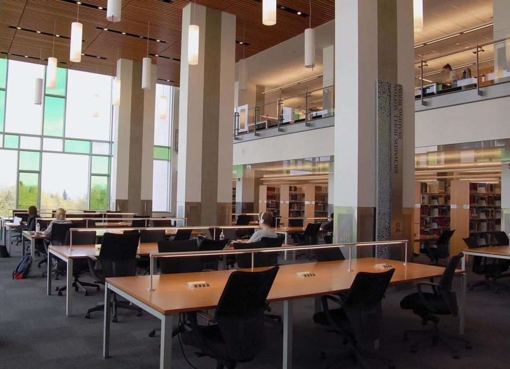 Level 3 The Richards Buell Sutton Reading Room is a beautiful space for study and