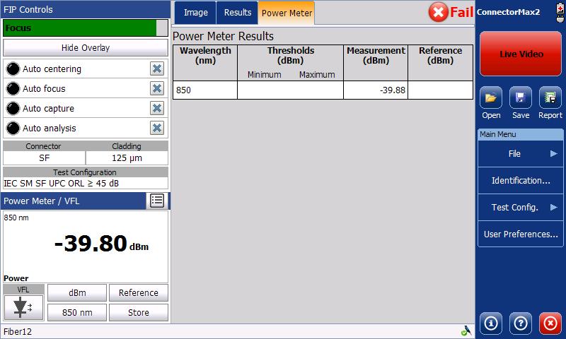 Inspecting Fiber Ends Viewing Power Meter Results Viewing Power Meter Results You can view the power meter results stored in memory in a separate tab (see Measuring Power or Insertion Loss on page