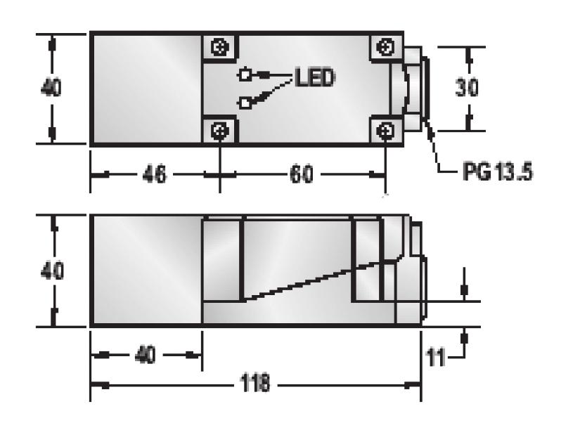 40mm PLASTIC SQUARE HOUSING ROTATING SENSING HEAD TYPE 5 POSITIONS 10 30 V dc or 20 250 v ac/dc input Npn/pnp 4 wires or no/nc 2 wires output Short housing with m12 connector model WIRING DIAGRAMS