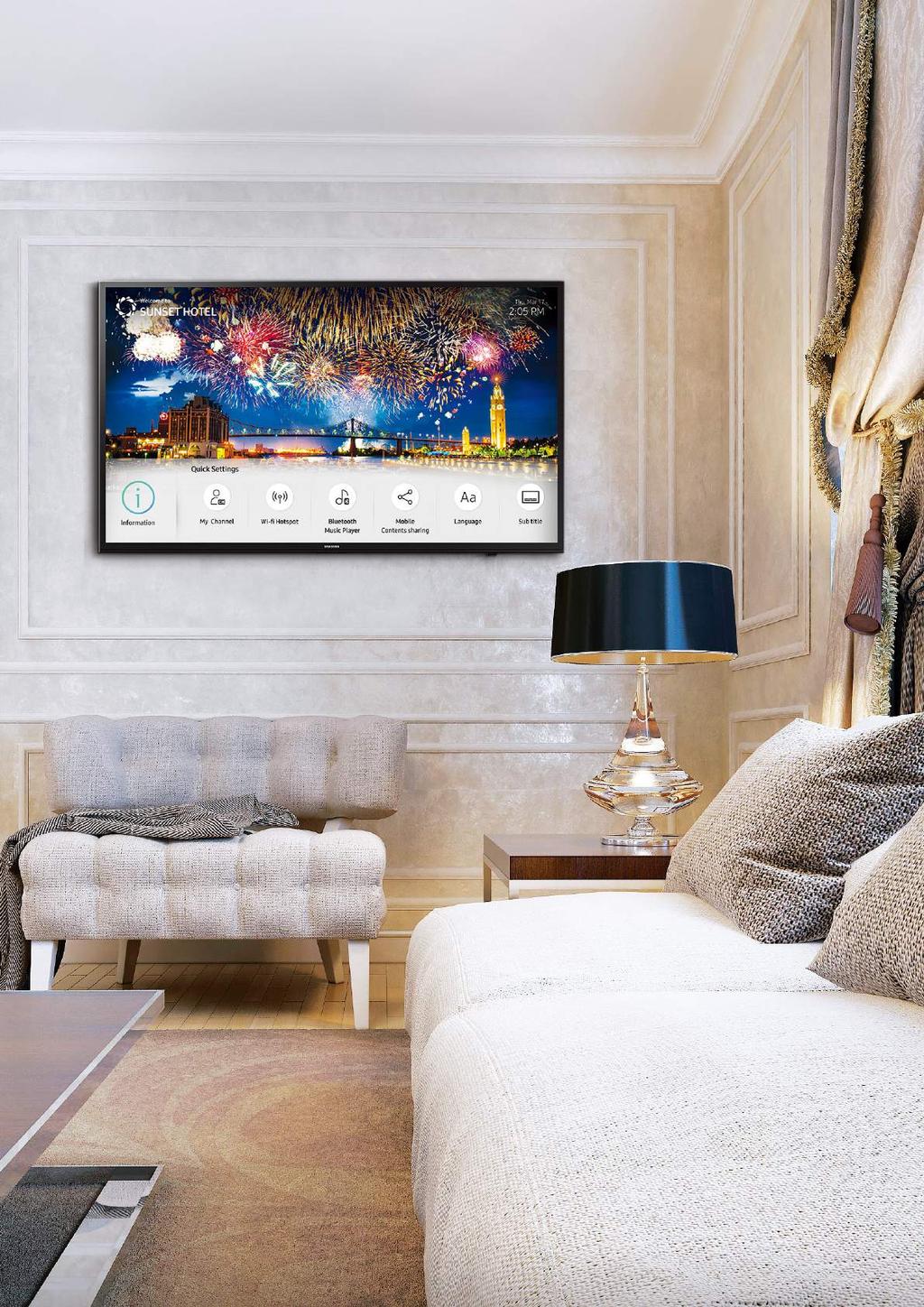 Legal and additional information 2018 Samsung SMART Hospitality Displays About Samsung Samsung inspires the world and shapes the future with transformative ideas and technologies.