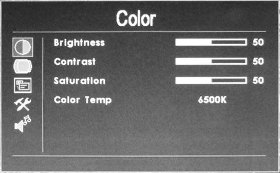 select the items: COLOR ADJUST MENU FUNCTION SOUND and