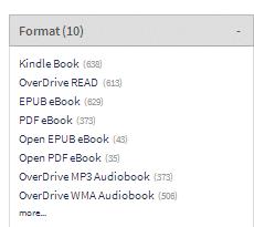 One of the first things you may want to do is select ebook at the upper left corner of the results. This will limit your results to just ebooks. This can often cut the number of results in half.