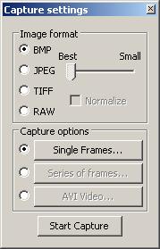 Capture Settings Specifies file format for