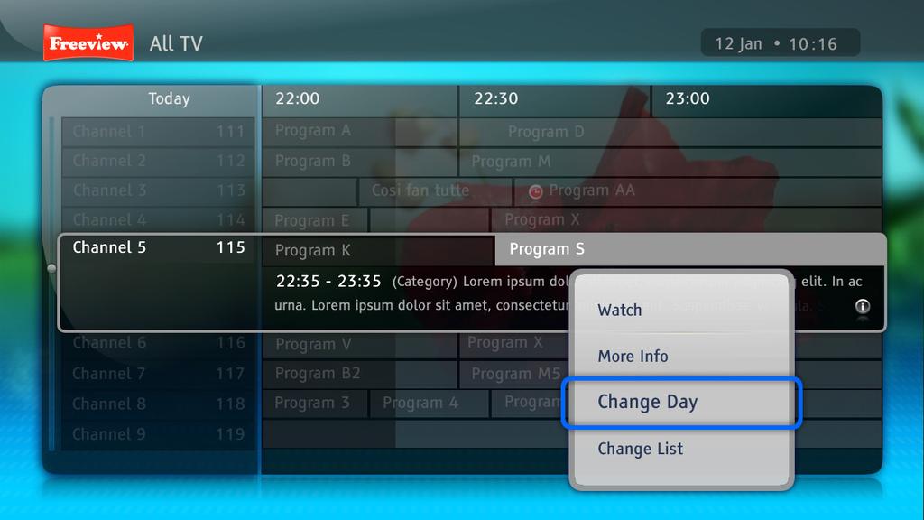2851T WHAT IS COMMANDS LIST? Commands List is brought up by pressing when a particular programme or channel is highlighted. From this list you may select various actions for the selected item.