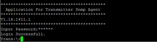 You can type your commands in this page and at this command prompt, and then configure the SNMP and other operating parameters of the transmitter unit.