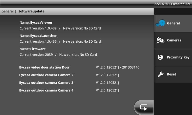 7.4.2 Software update settings Here you can update the software of your Eycasa main unit using an SD card. On our homepage, http://www.abus.