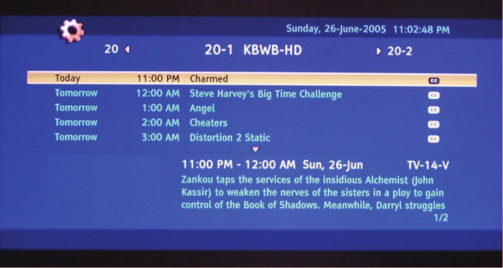 3.4 Program Information GUIDE button twice on the remote and program information for the channel you are watching will be displayed on the screen with the live program content in a small window in