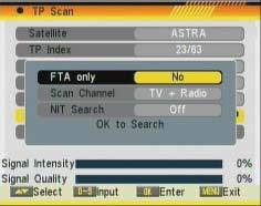If any of the TP of the list have tuned and stored channels into the receiver, the following two options Frequency and Symbol Rate will not be able to be edited.