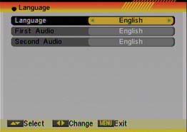 - Language - TV System - Time & Timer Setting - OSD Setting - Parental Lock - Power Settings OSD 61 OSD 62 5.1. LANGUAGE After selecting the Language menu you will see a window like beside (OSD 62): 1.