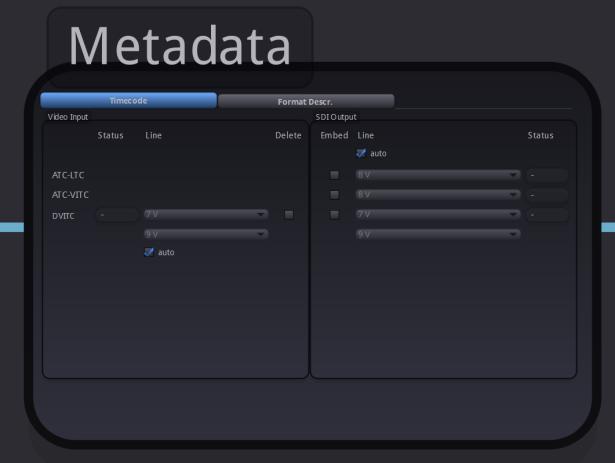 Meta Data The C MX 5710 can extract meta data from the video input which can be converted an inserted into the SDI output.