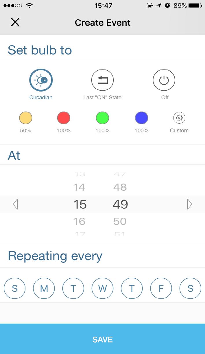 Configure Your Smart Bulb On the Smart Bulb page, you can adjust the light temperature and color, set schedules, track energy consumption and change