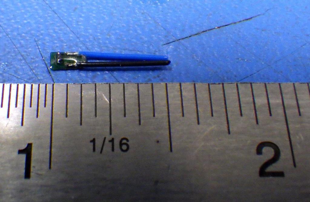 3. Prepare sensor ID microcards (optional 1 ): Cut sensor ID microcard leads to length (1/2 or 13 mm) as shown below.