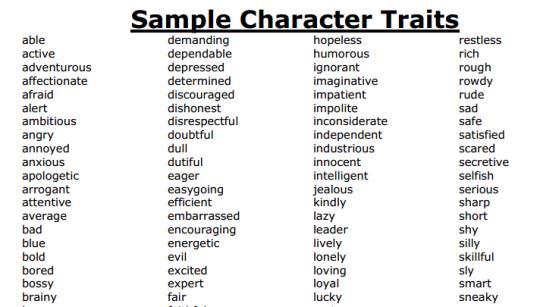 Character Traits: Descriptive