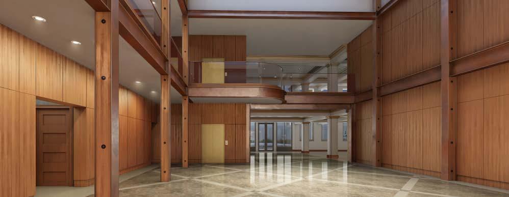 The sky-lit atrium lobby will bridge our existing lobby and the education building on Grant Street.