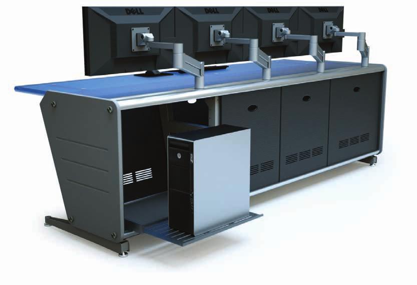 CTL Series Features MONITOR FRAME SYSTEM: Rigid T-slot framework structure allows multiple monitor arrangements in 1, 2, and 3 tier configurations MODULAR COMPONENTS: Modular countertop infill panels