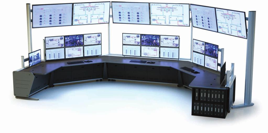 CTL Series Pre-configured Angular Consoles CTL-AA Concept: 2 Position Console 3-19 bays+ 3-19 bays, 1-15 transition, 2-4 RU, infill panels, and countertop.