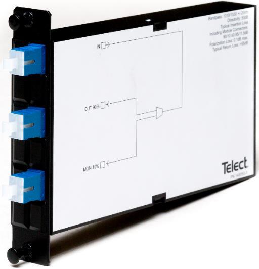 Section Three: Fiber Optic Splitter and WDM Modules The Telect splitter and wavelength division multiplexer (WDM) modules provide a protective, managed fiber cable environment for