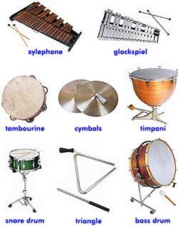 Percussion (limited enrollment) LESSONS REQUIRED In addition to drums (snare, bass, timpani), percussion includes the keyboard instruments (bells, xylophone, marimba) cymbals and accessory