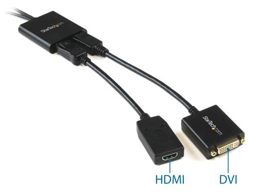 Connect to any display With the MST hub, you can use DisplayPort video adapters and cable adapters that enable you to connect HDMI, VGA or DVI displays.