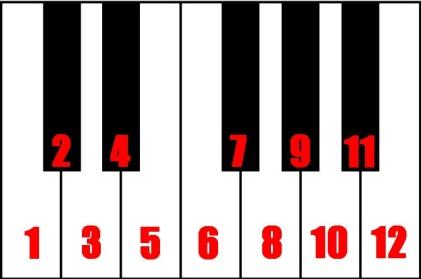The keyboard is simply a pattern of 12 different keys.