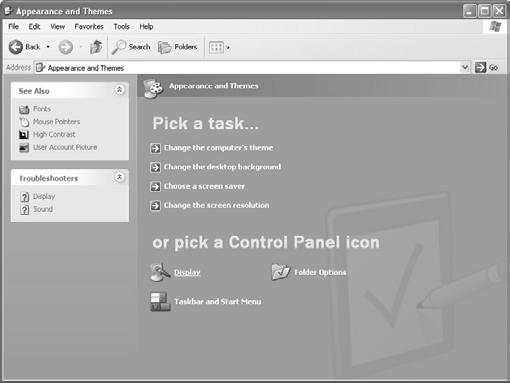 3 When the control panel window appears, click on Display and a display dialog-box will appear.