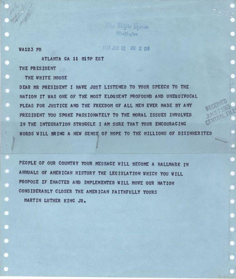 Original Primary Documents CORRESPONDENCE Telegrams Letters Memos Postcards Envelopes Telegram from Martin Luther King, Jr.