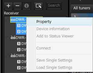 Right-click the meter icons that appear in the status viewer, and select [Property] in the context menu that appears.