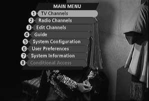 MAIN MENU General Information Many of the functions of the DMP are available from the Main Menu. Press MENU to open it. TV and Radio Channels Please refer to List of TV and Radio channels on page 16.