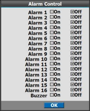 16) Alarm Control You can control all alarms