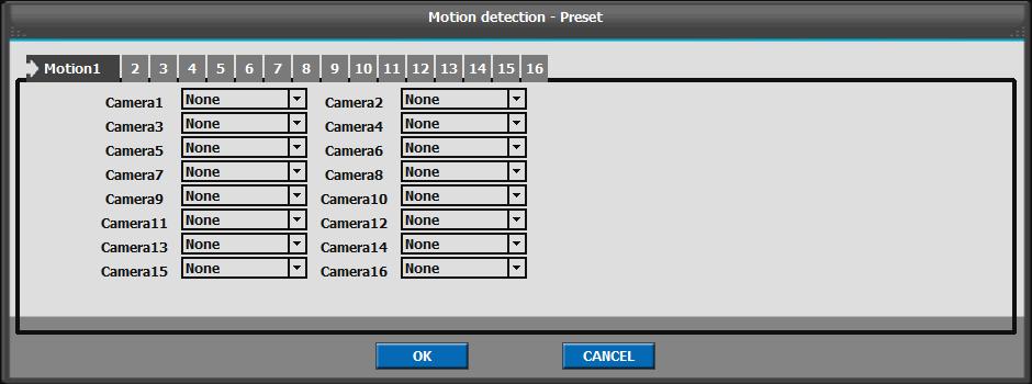 Furthermore you can set the preset position number by motion detection.
