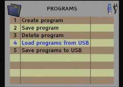 11.1.4 Load program from USB This option allows to upload a program from USB device.