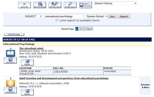 Sometimes the catalog will link you to electronic books or journals. These are indicated on the results page.