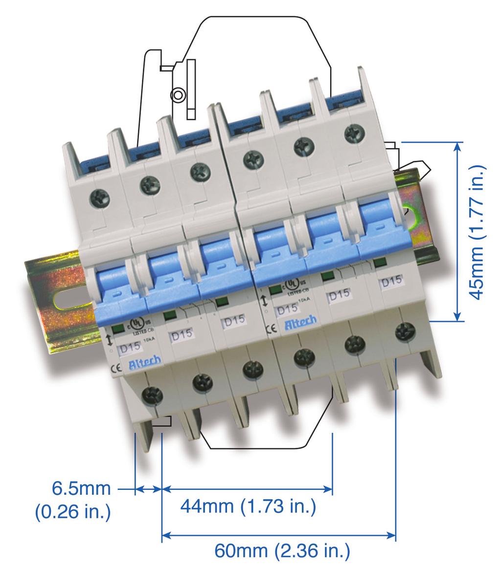 L-Series AC or DC Miniature Molded Case Circuit Breakers LISTED UL489 Listed Circuit Breakers Available in AC and DC models DIN Rail Mounted 17.